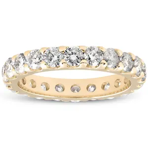 2Ct Diamond Eternity Ring 10k Yellow Gold U Prong Stackable Wedding Band