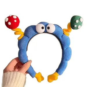 Adorable Fun Big-Eyed Plush Hairband with High Crown for Washing Face and Taming Hair Cute Hair Clip Headband for Washing Face and Hair Styling - Perfect for Girls' Photos Sweet Hair Clip for Taming Hair During Makeup and Washing Face