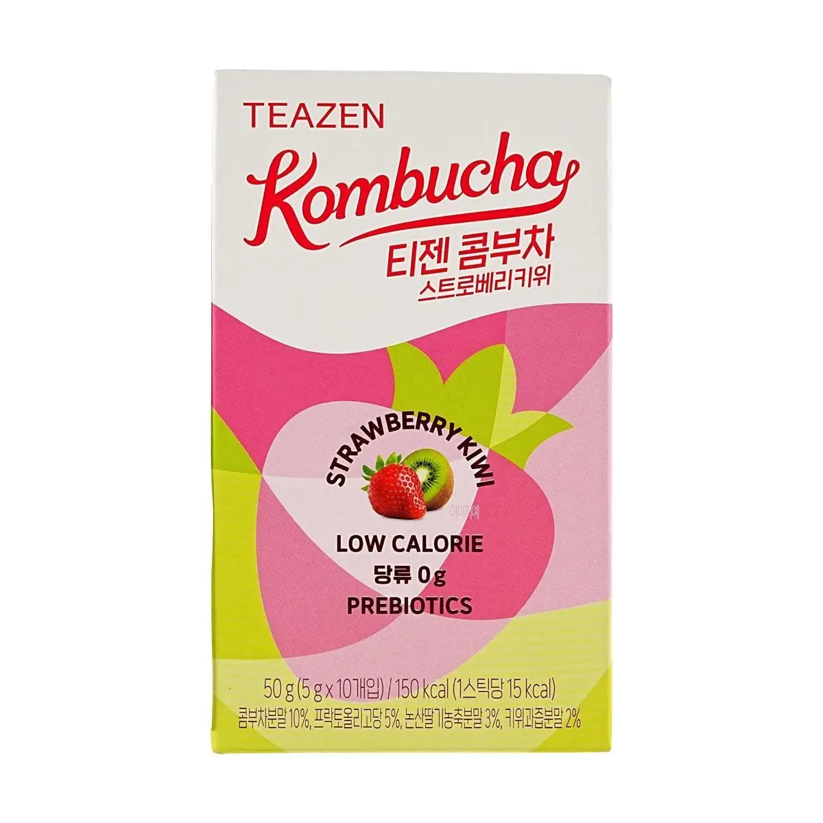 Teazen Kombucha Strawberry Kiwi 10 Sticks - BTS Pick, TWICE Endorsed, Low Calorie, 12 Probiotics, Gut Health Drink