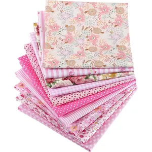 Boao 10 Pcs 20'' x 20'' Cotton Bundles Pink Quilting Patchwork Pre-Cut Squares Floral Stripes Gingham Polka Dots Prints Sewing for DIY Crafting Home Party Decorations