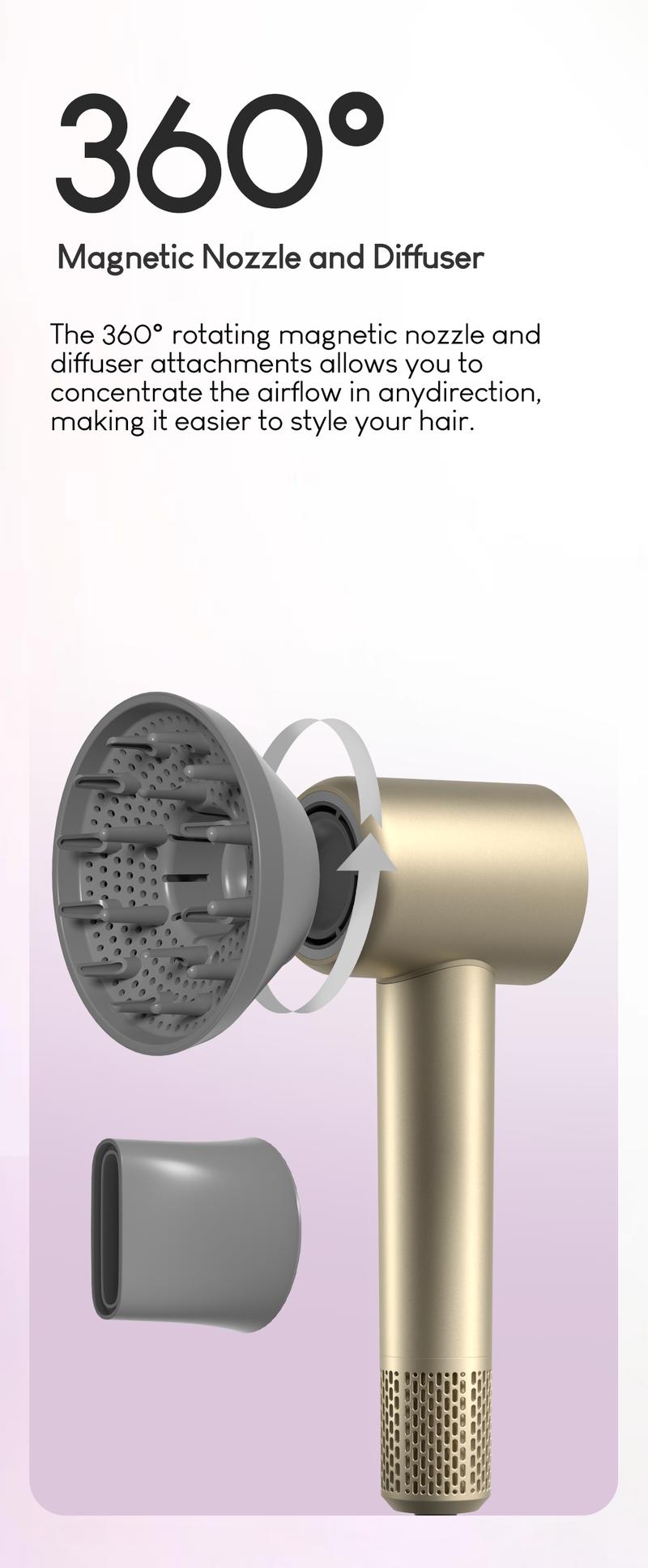 【Tideway Official】Tideway H11 Colorful Series High-Speed Hair Dryer - Plasma Ion Technology, Intelligent Temperature Control, Self Cleaning - Bids Farewell to Static Electricity and Frizz - Black