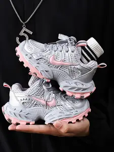 Girls' Dad Shoes 2026 New Model, Breathable Mesh Sports Shoes, Silver Color Soft Sole Comfort Running Shoes