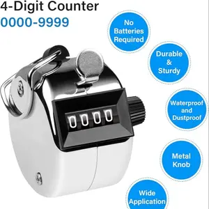 Thick Four-Digit Counting Bell Tally Counter, Metal Hand Counter for Counting, Knitting, Coaching, Golf, Lap, Fishing