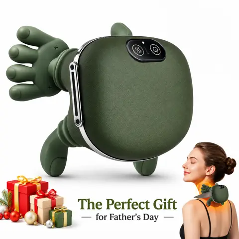 Heated neck massager, portable 3D neck relaxer, for muscle relaxation, bionic hand heating lightweight gift, Father's Day gift, made of eco-friendly materials
