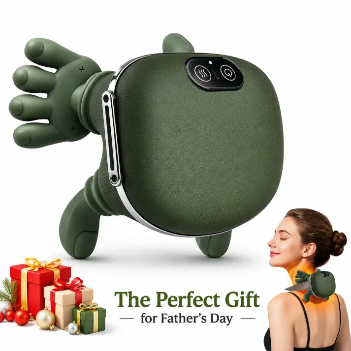 Heated neck massager, portable 3D neck relaxer, for muscle relaxation, bionic hand heating lightweight gift, Father's Day gift, made of eco-friendly materials