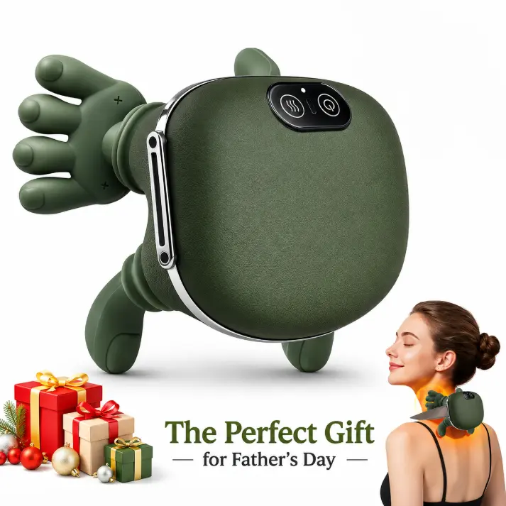 Heated neck massager, portable 3D neck relaxer, for muscle relaxation, bionic hand heating lightweight gift, Father's Day gift, made of eco-friendly materials