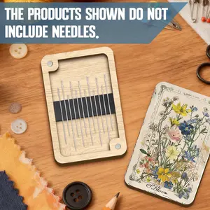 1pc Sewing Supplies Storage Box, Spring Flower Theme Needle Holder, Sewing Needle Case, Sewing Essential, Magnetic Design Perfect Closure, Durable Wooden Box, Decorative Wooden Box