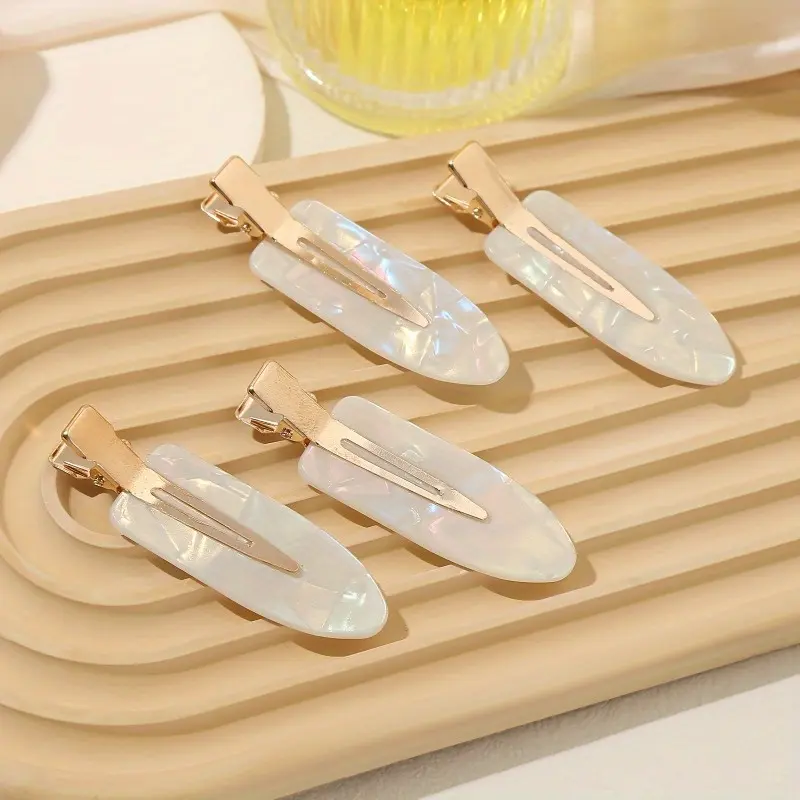 4pcs/set Non-slip Hair Barrettes for Women, Seamless Hairpins, Decorative Hair Pins and Makeup Clips, Elegant Oval Acetic Acid Hair Clips Set, Super Cute Clips, Bright Color, Fashion Accessories for Bangs, Forehead, and Makeup Styling, Anti Slip Clips