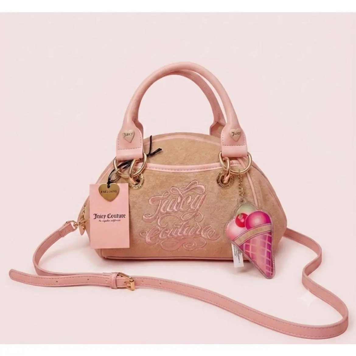 Juicy Couture Sugar Rush Bowler Bag - Pink Handbag with Ice Cream Charm - Y2K Style - Same Day Shipping in TikTok Shop