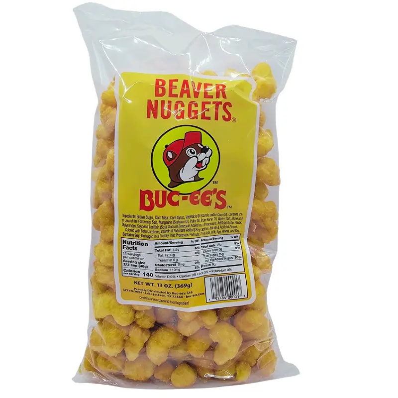 Famous Viral Buc-ees Beaver Nuggets Snack- 13 Ounce Snacks with Sweet Coated Bites and Crunchy Texture, Light and Airy Crisps