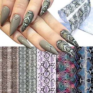 10 Rolls Animal Snake Design Nail Foil Transfer Stickers, Gradient Designer Nail Art Decorations, Easy Application Manicure Supplies
