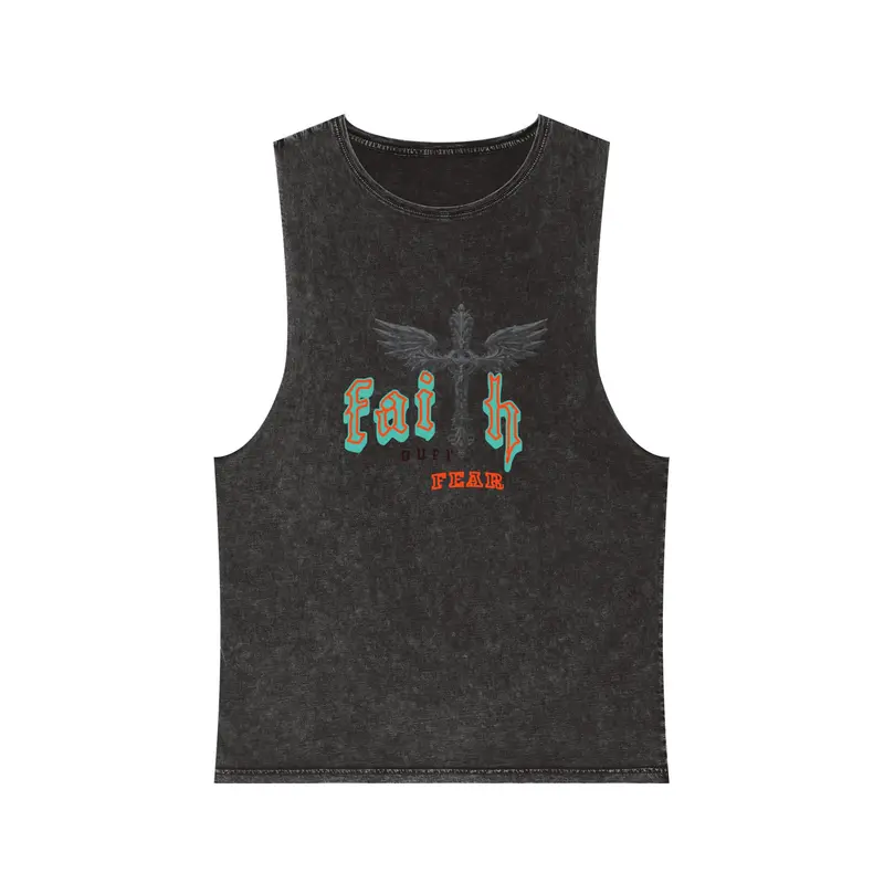 Unisex Tank Top, Faith Over Fear Gothic Design, Inspirational Workout Muscle Shirt, Edgy Religious Clothing, Resilience Tee, Courage Top,