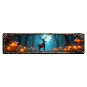 Enchanted Forest Deer 2D Vintage Aluminum Sign Whimsical Fairy-Tale Vibe Durable Weatherproof Wall Decor for Fantasy Fans & Nature Lovers