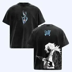 Water Hashira Giyu Tomioka Washed Vintage Graphic Tee, Demon Slayer Oversized Heavy Cotton Unisex Shirt, Anime Core Streetwear Outfit for Otaku Fans Y2K Streetwear T-Shirt, Anime Core Inspired graphic tees men gifts dailywear Menswear