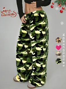 Women's Fuzzy Cloth Sleep Pants, Casual Home Loungewear, Comfortable & Cozy, Ideal for Relaxing at Home, Multiple Colors & Styles Available