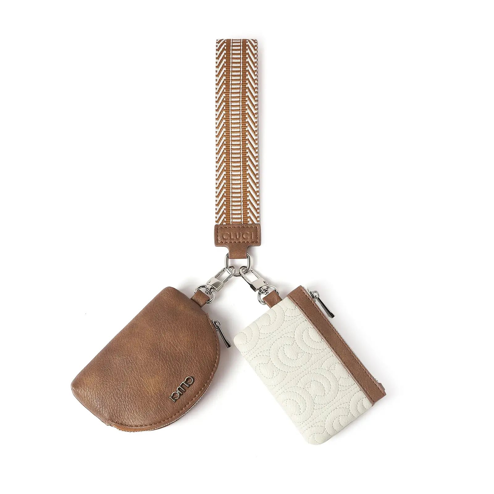 CLUCI falldealsforyou Dual Pouch Wristlet Wallet for Women Clutch Zipper Coin Purse Detachable Keychain Wallet Mini Zip Gift Leather Compact Clip Dura