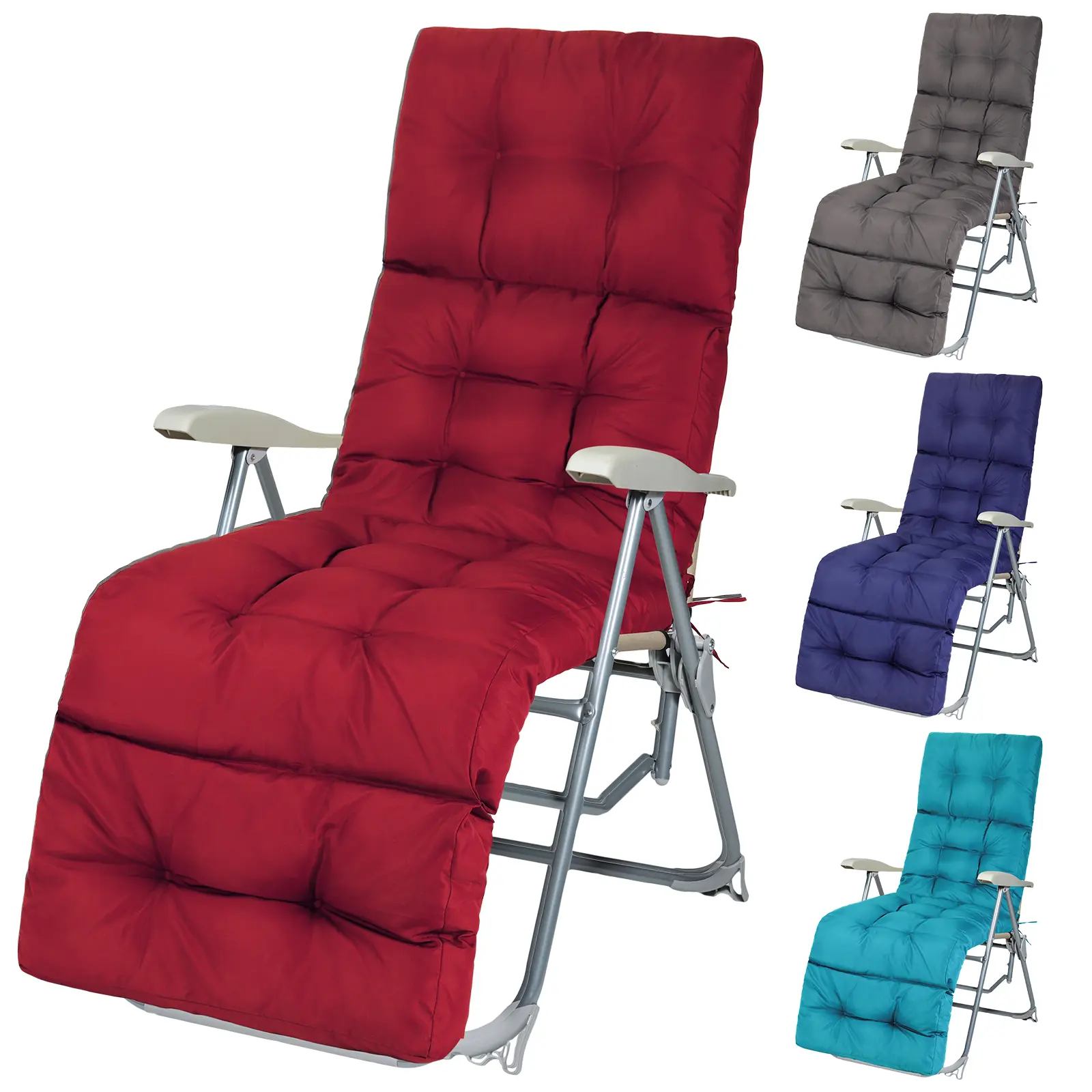 【Back To School】Tufted Chaise Lounge Cushion, 71x20 inches, 4 inch Thick Waterproof & Fade-Resistant Polyester for Patio, Poolside, Beach, Wine Red, Versatile, Durable, Easy Maintenance, Outdoor Chair Cushion, Machine Washing, Living Room, Adjustable