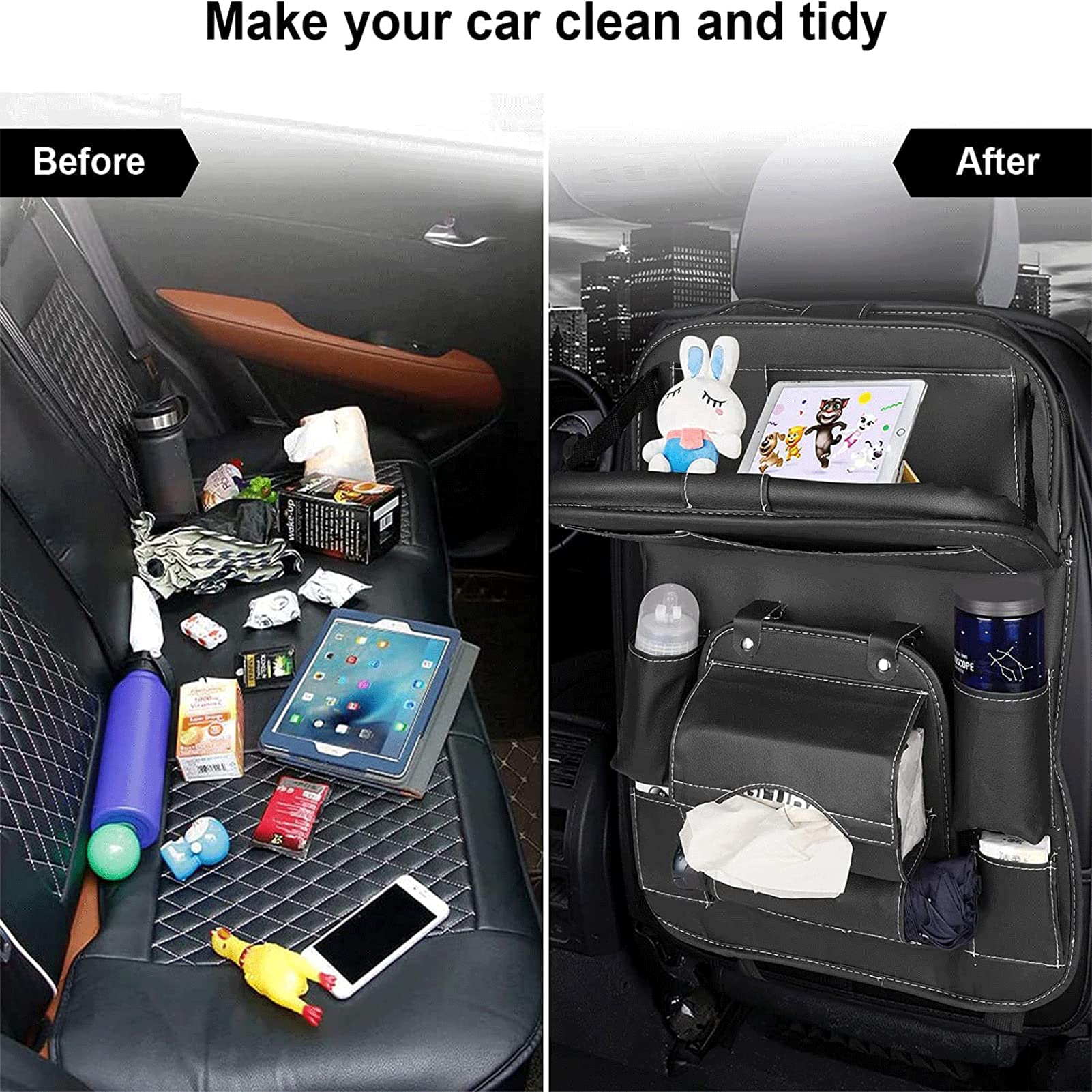 PU Leather Car Storage Bag Multifunction Seat Back Tray Hanging Bag Waterproof Car Organizer Automotive Interior Accessories PU Leather Car Storage Bag Multifunction Seat Back Tray Hanging Bag Waterproof Car Organizer Automotive Interior Accessories