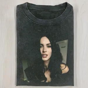 Megan Fox T Shirt, Vintage Celebrity Portrait Graphic Tee, Hot Aesthetic Oversized Shirt, Acid Wash Streetwear, Unisex Gift for Fan