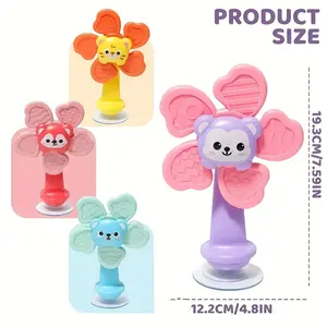 Children's Room Toys: Portable Suction Cup Windmill Toys, Manual Rotating Animal-Shaped Toys, Sensory-Motor Development Toys for Feeding & Travel
