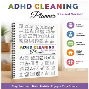 Adult ADHD Cleaning PlannerDaily Weekly Monthly Cleaning Schedule and Checklist Organizer for Adults Women and Teens, Household Chores Management Notebook, Ideal for Adults and Teens with ADHD to Track Cleaning, Organization, and Home Habits  accessories