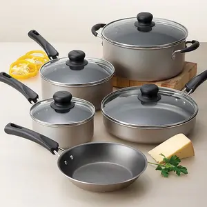 9-Piece Non-Stick Cookware Set, Champagne Aluminium Ceramic
