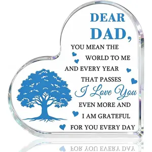 Father's Day Gifts for Dad Birthday Gifts for Dads form Daughters Sons Acrylic Heart Plaque I Love You Best Dad Ever Gift for Christmas Valentines