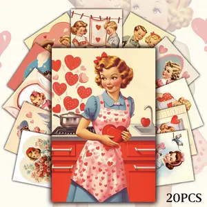 20 Vintage Valentine Art Posters Wall Stickers, Graphic Prints, 20th Century Inspired, Classic Sexy Ladies & Hearts Artistic Design, Home Decor Room, DIY Albums, Gifts, Wall Art Decoration