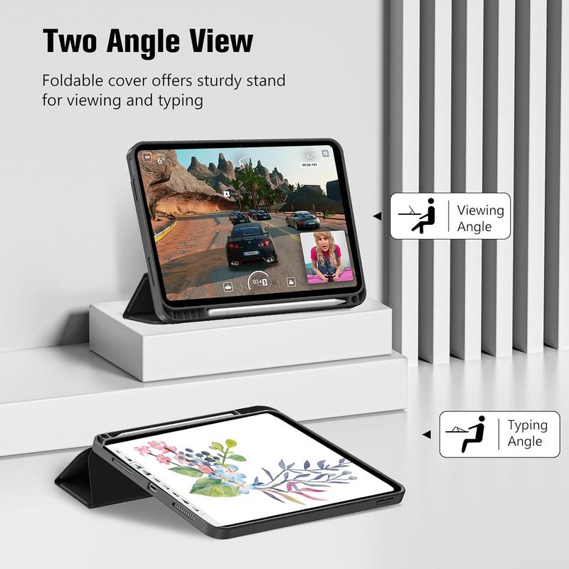 Case for iPad (A16) 11th Generation 11 Inch 2025/ iPad 10th Generation 10.9 Inch 2022 Case with Pencil Holder, Hybrid Cover with Soft TPU Back, Supports Touch ID, Auto Wake/Sleep -Black