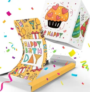 Notta&Belle FEEL LOVE EVERY MINUTE «BOOM» Happy Birthday Exploding Confetti Surprise Card (Yellow), Prank Box Pop Up Explosion