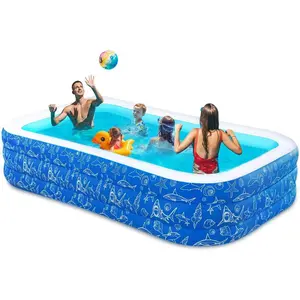 Inflatable Pool for Kids and Adults, 102" x 63" x 22" Family Full-Sized Inflatable Swimming Pool,Durable Thickened Above Ground Blow Up Pool for Backyard Indoor Outdoor Shark