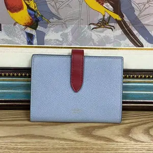 Pre-owned Celine Grained Calfskin Folded Wallet Dual Tone Design Multi Card Slots Cash Compartment Stylish & Functional