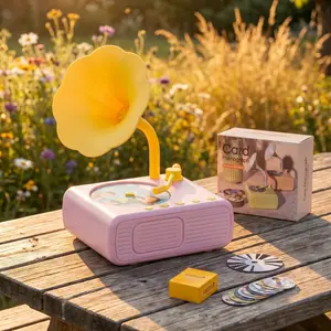 ATEYA  Retro Kids Vinyl Record Player Toy, Screen-Free Music & Story Phonograph with Interactive Cards, Perfect Montessori Early Learning Birthday Gift for Toddlers Boys Girls#SummerVibes