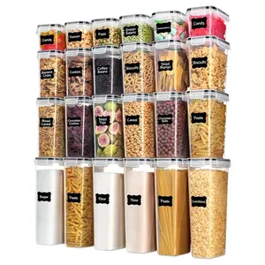 Airtight Food Storage Containers with Lids, Vtopmart 24 pcs Plastic Kitchen and Pantry Organization Canisters for Cereal, Dry Food, Flour and Sugar, BPA Free, Includes 24 Label