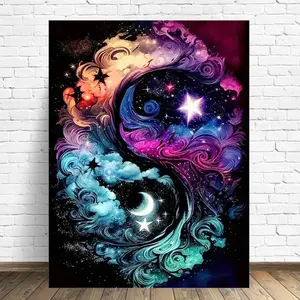 DIY Diamond Mosaic Moon Landscape Full Round Diamond Painting Star Acrylic Craft Supplies Embroidery Home Decor Needle Crafts Kit Handmade Gifts Diy Diamond Art
