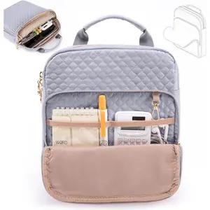 Zipper Quilted Book Sleeve Pouch Multi-Pocket Book Protector Carrier Book Covers for Hardcover Book Accessories Bible Bags for Bible Study Supplies for Book Lovers