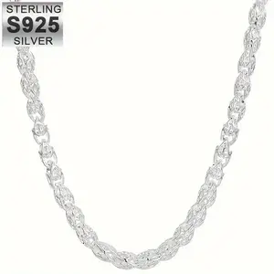 925 Sterling Silver-plated Bamboo Chain Charm Necklace Jewelry necklaces men Festive Christmas couples gift High-quality souvenir 20/24 Inch Faucet Chain Necklace For Women Man Fashion Wedding Engagement Charm Jewelry，Gift for Him
