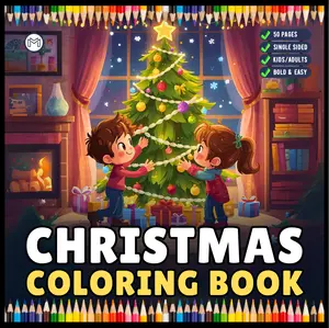 Kawaii Cozy Christmas Coloring Book for Adults Kids Boys Girls Teens Bold and Easy Merry Christmas Activity Coloring Sheets Winter Season