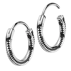 Twisted Ridge Stainless Steel Hoop Earrings