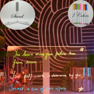 Glow Up LED Message Board - Vibrant Acrylic Note Board with Stand | Available in 11.8x7.9, 7.9x7.9, and 5.9x5.9in whiteboard LED