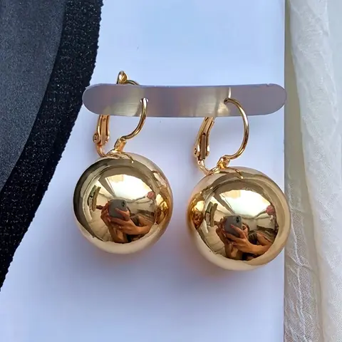 Women's Boho Vintage Copper Ball Drop Earrings - 1 Pair Fashion Jewelry Earrings, Boho Chic Ball Decorated Female Accessories for 14+ Years, Gift-Ready Daily Wear Costume Jewelry