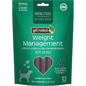 Get Naked Grain Free 1 Pouch 6.2 Oz Weight Management Dental Chew Sticks, Small
