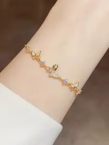 Sweet Fresh Unique Butterfly Zirconia Pull-String Bracelet, Luxurious Simple High-Quality Versatile Wristband, Stylish Fashion Accessory