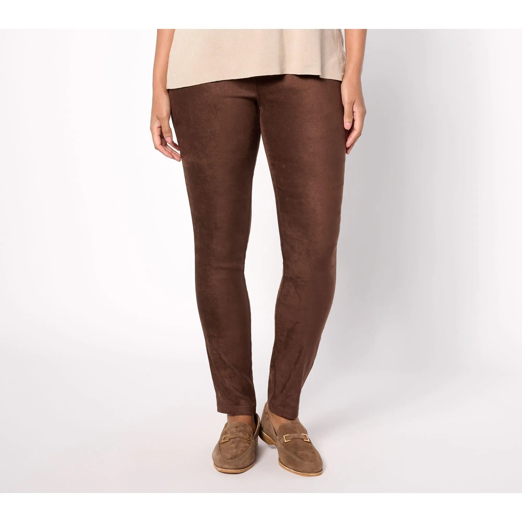 NYDJ Suede Pull On Basic Leggings -Dark Chocolate