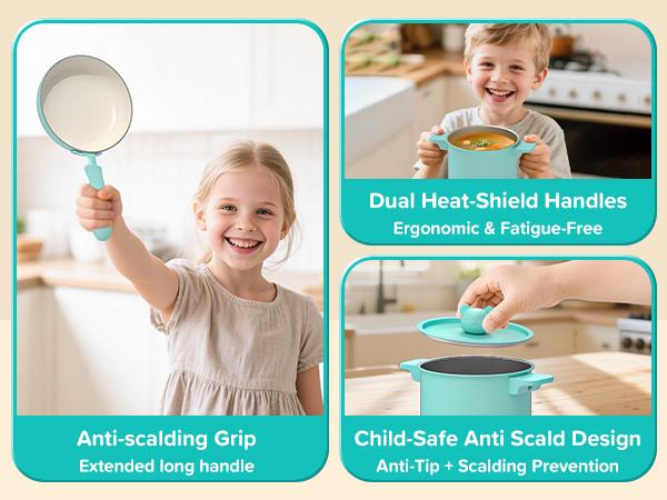 Kids Cooking Sets Real- Safe Mini Kitchen Set with Kids Knife Set for Real Food Making, Toddler Montessori Kitchen Playset for Girls Boys