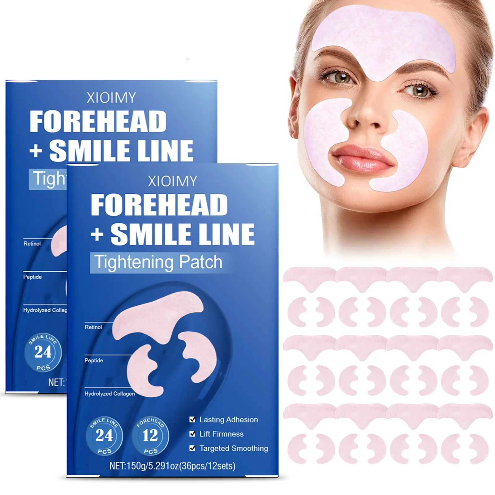 72pcs Multifunctional Moisturizing Hydrating Firming Patches, Collagen Face Mask, Skin Care, Beauty Products, Smooths & Brightens Skin, Suitable for Forehead, Face, Smile Lines, Anti-Dryness & Sagging, Hydrate