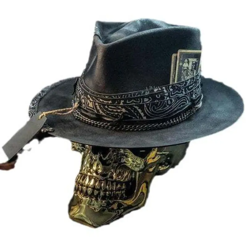 Halloween "Sad Reaper" Handmade Skull Cap Plush Denim Hat Masquerade Hat Mask Box Party Event Props Party Decoration Supplies Spooky