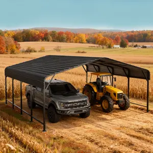 MNLR 20x20 FT Steel Carport, Galvanized Metal Car Shelter for Cars, Trucks, Boats and Tractors