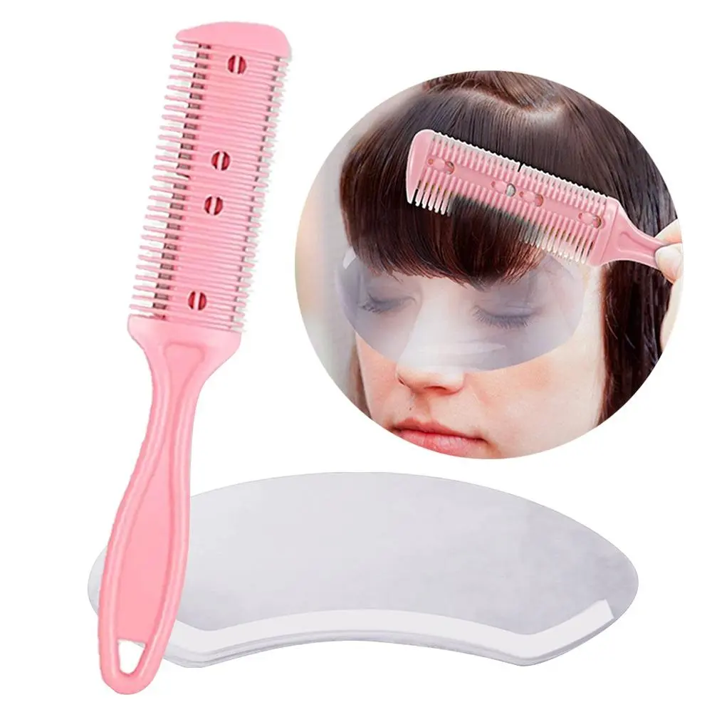 Sharp Hair Cutter Comb, 1 Count Hair Razor Comb & 10pcs Disposable Face Hairspray Shield, Transparent Hair Salon Mask, Hair Cutting Tool for Home, Haircutting Kit, Hair Styling Tools, Comb Teeth, Hair Cutting Accessories