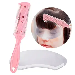 Sharp Hair Cutter Comb, 1 Count Hair Razor Comb & 10pcs Disposable Face Hairspray Shield, Transparent Hair Salon Mask, Hair Cutting Tool for Home, Haircutting Kit, Hair Styling Tools, Comb Teeth